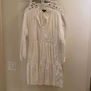 J Crew White Cotton Long sleeve dress lined